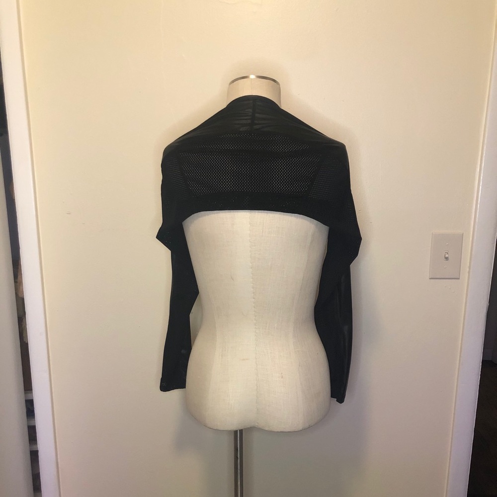 Mesh and faux leather shrug